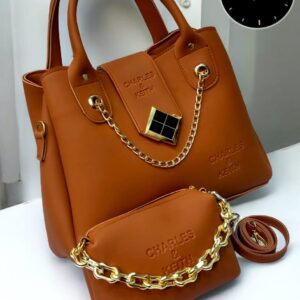 Charles & Keith Handbag and Pouch Set with Golden Chain