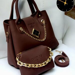 Charles & Keith Handbag and Pouch Set with Golden Chain