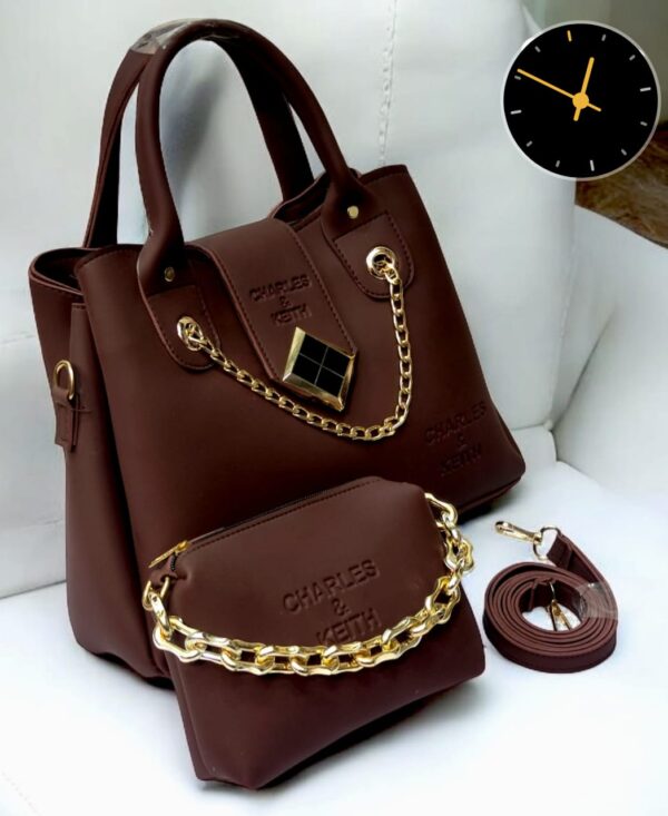 Charles & Keith Handbag and Pouch Set with Golden Chain