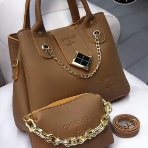Charles & Keith Handbag and Pouch Set with Golden Chain
