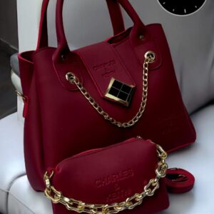 Charles & Keith Handbag and Pouch Set with Golden Chain