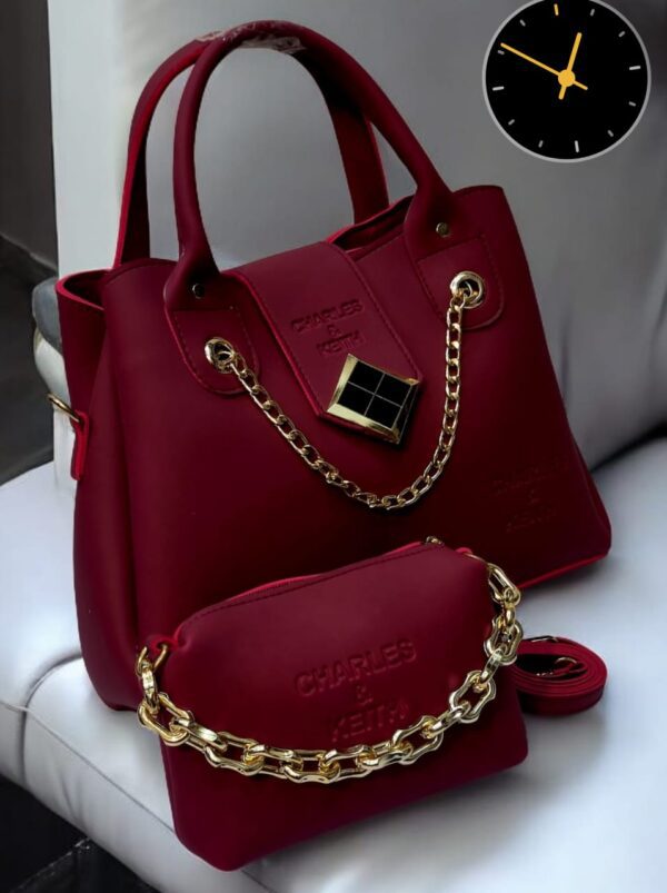 Charles & Keith Handbag and Pouch Set with Golden Chain