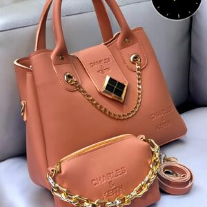 Charles & Keith Handbag and Pouch Set with Golden Chain