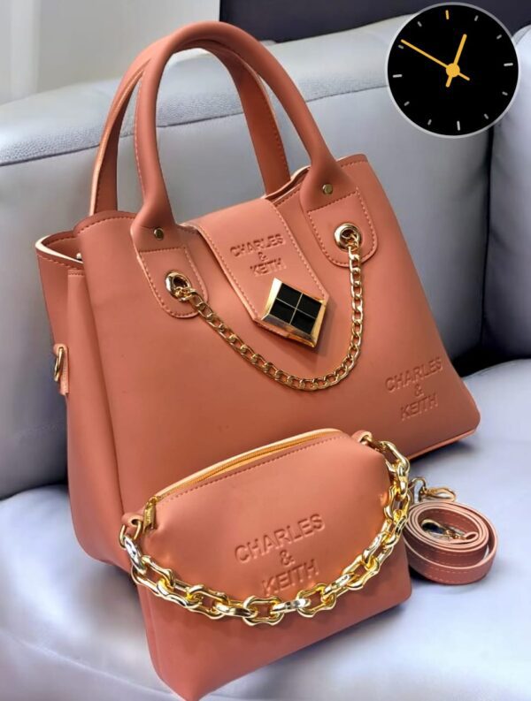Charles & Keith Handbag and Pouch Set with Golden Chain