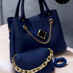 Charles & Keith Handbag and Pouch Set with Golden Chain