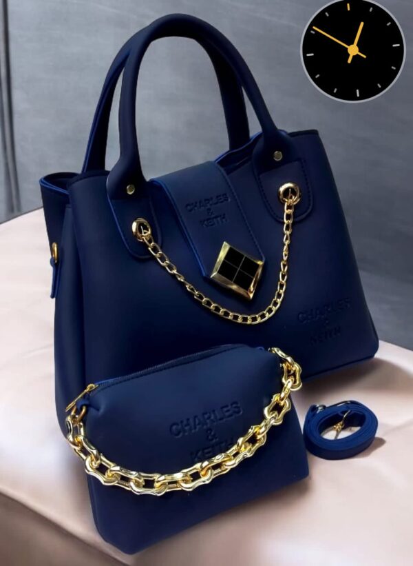 Charles & Keith Handbag and Pouch Set with Golden Chain
