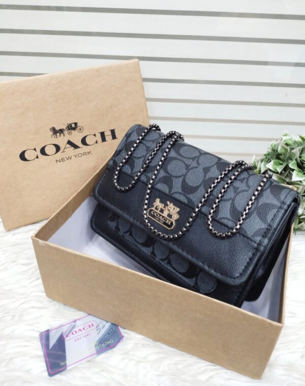 Coach Signature Chain Shoulder Bag with Embossed Logo