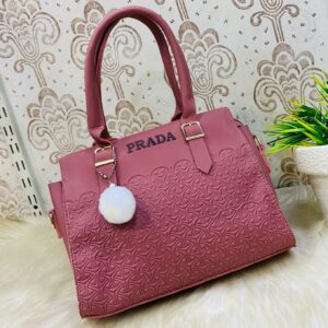 Geometric Luxe Handbag with Plush Charm