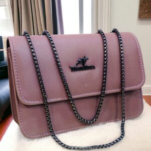 Compact Shoulder Bag with Sleek Chain Strap and Minimalist Logo