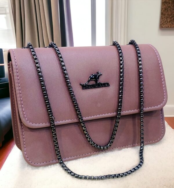 Compact Shoulder Bag with Sleek Chain Strap and Minimalist Logo