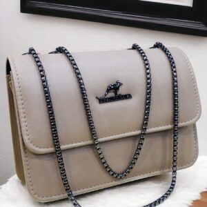 Compact Shoulder Bag with Sleek Chain Strap and Minimalist Logo