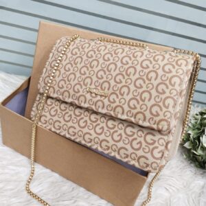 Signature Monogram Flap Bag with Gold Chain Detailing