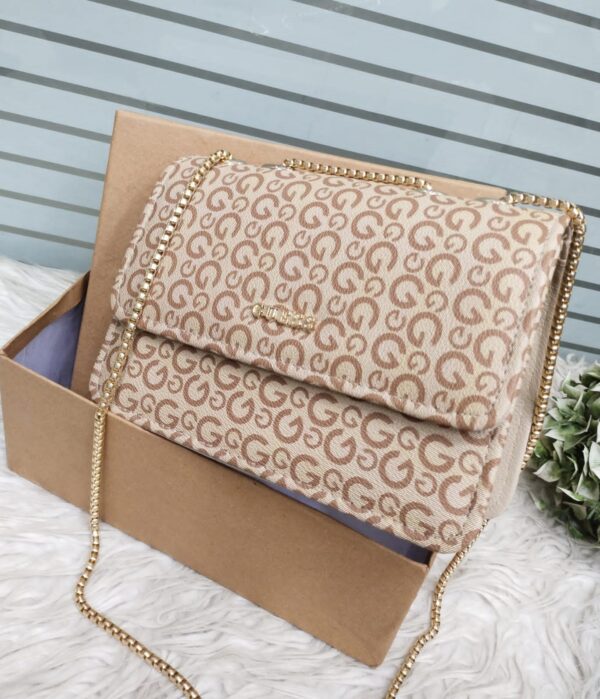 Signature Monogram Flap Bag with Gold Chain Detailing