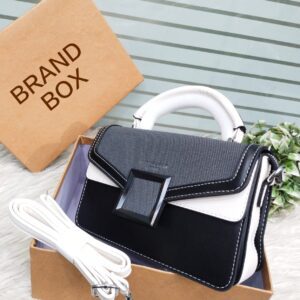 Chic Buckle Flap Satchel with Modern Colorblock Design