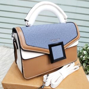 Chic Buckle Flap Satchel with Modern Colorblock Design