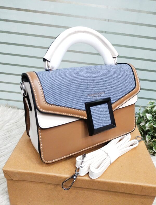 Chic Buckle Flap Satchel with Modern Colorblock Design