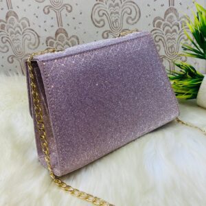 Elegant Floral Embellished Glitter Shoulder Bag with Gold Chain