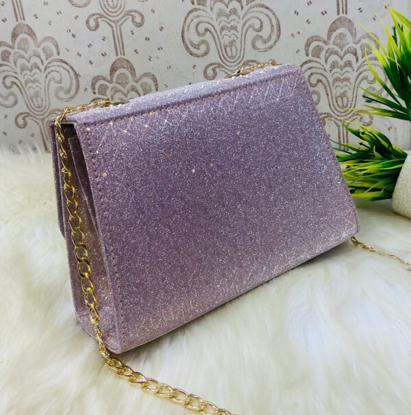 Elegant Floral Embellished Glitter Shoulder Bag with Gold Chain