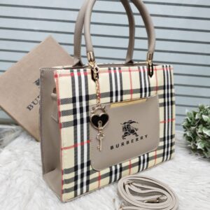 Classic Checkered Tote Bag with Front Pocket by Burberry