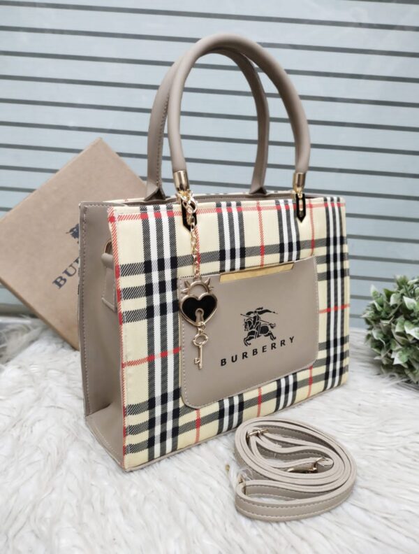 Classic Checkered Tote Bag with Front Pocket by Burberry