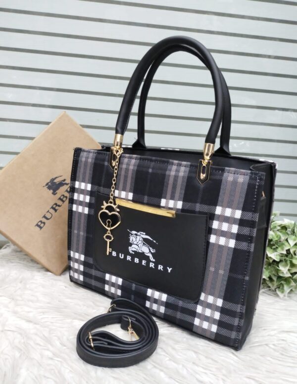 Classic Checkered Tote Bag with Front Pocket by Burberry