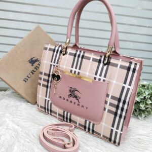 Classic Checkered Tote Bag with Front Pocket by Burberry