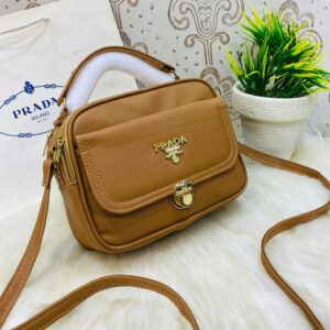 Designer-Inspired Compact Shoulder Bag with Top Handle and Gold Lock Closure
