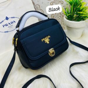 Designer-Inspired Compact Shoulder Bag with Top Handle and Gold Lock Closure