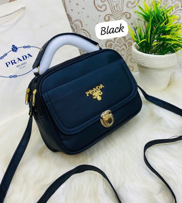Designer-Inspired Compact Shoulder Bag with Top Handle and Gold Lock Closure