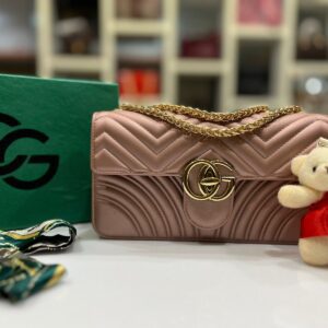 Gucci GG Marmont Matelassé Mini Bag with Teddy Bear Keychain