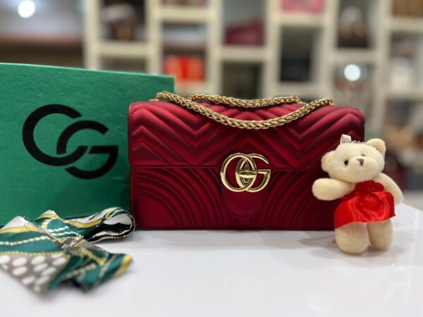 Gucci GG Marmont Matelassé Mini Bag with Teddy Bear Keychain