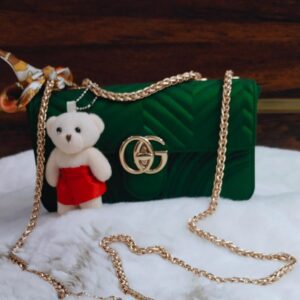 Gucci GG Marmont Matelassé Mini Bag with Teddy Bear Keychain