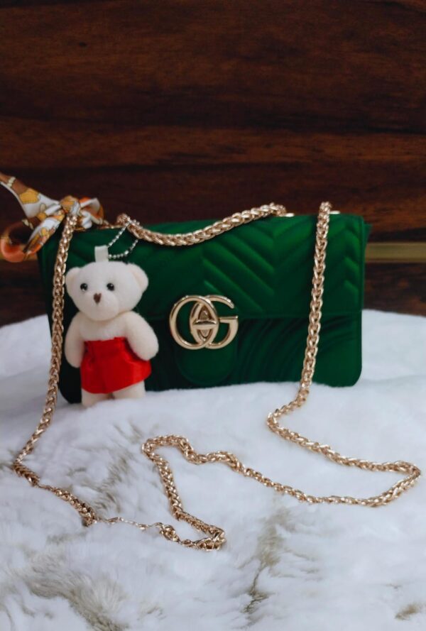 Gucci GG Marmont Matelassé Mini Bag with Teddy Bear Keychain