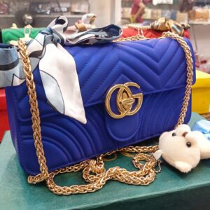 Gucci GG Marmont Matelassé Mini Bag with Teddy Bear Keychain
