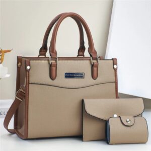 Classic 3-Piece Structured Handbag Set with Matching Wallet and Card Holder