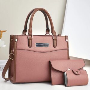 Classic 3-Piece Structured Handbag Set with Matching Wallet and Card Holder
