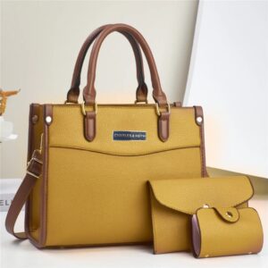 Classic 3-Piece Structured Handbag Set with Matching Wallet and Card Holder