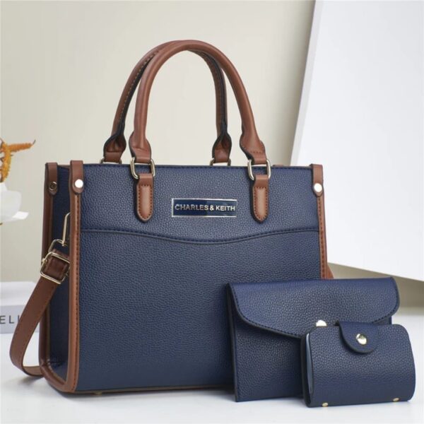 Classic 3-Piece Structured Handbag Set with Matching Wallet and Card Holder