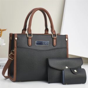 Classic 3-Piece Structured Handbag Set with Matching Wallet and Card Holder
