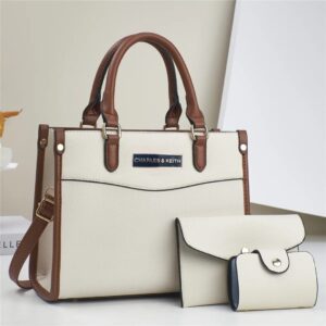 Classic 3-Piece Structured Handbag Set with Matching Wallet and Card Holder