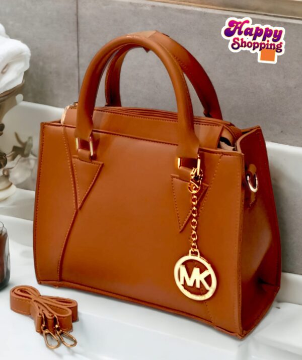 Michael Kors Classic Handbag with Gold MK Charm and Dual Strap Option