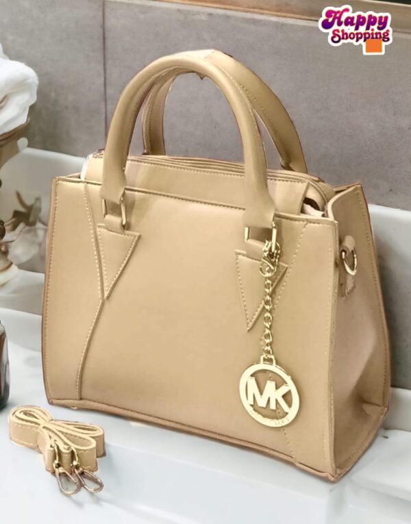 Michael Kors Classic Handbag with Gold MK Charm and Dual Strap Option