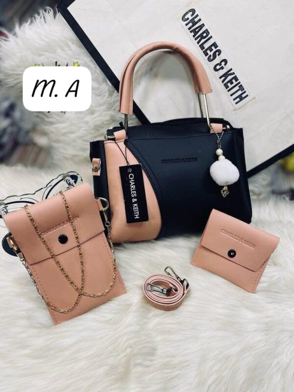Chic 4-in-1 Designer Handbag Set with Chain Accent and Pom Charm