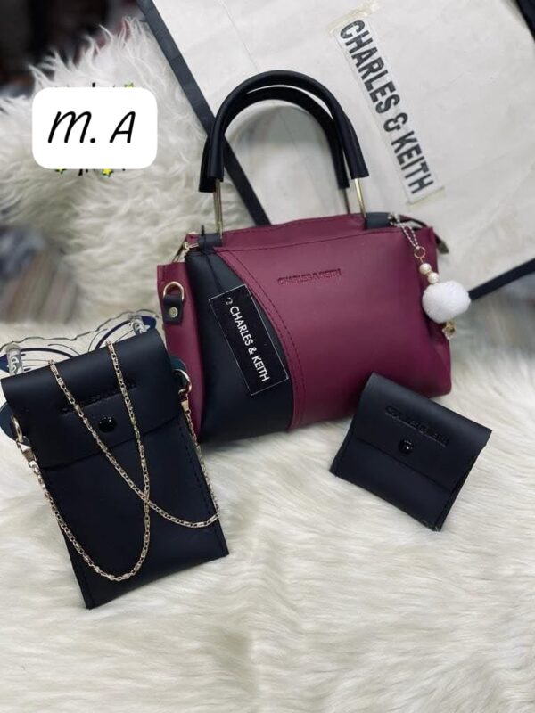 Chic 4-in-1 Designer Handbag Set with Chain Accent and Pom Charm