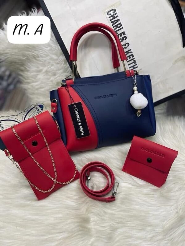 Chic 4-in-1 Designer Handbag Set with Chain Accent and Pom Charm