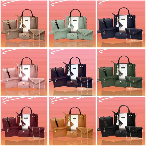 Jimmy Choo 6-Piece Handbag Set with Elegant Tassel Detail and Gold Hardware