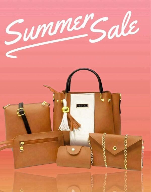 Jimmy Choo 6-Piece Handbag Set with Elegant Tassel Detail and Gold Hardware