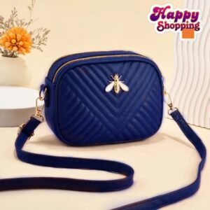 Trendy Quilted Crossbody Bag with Bee Accent