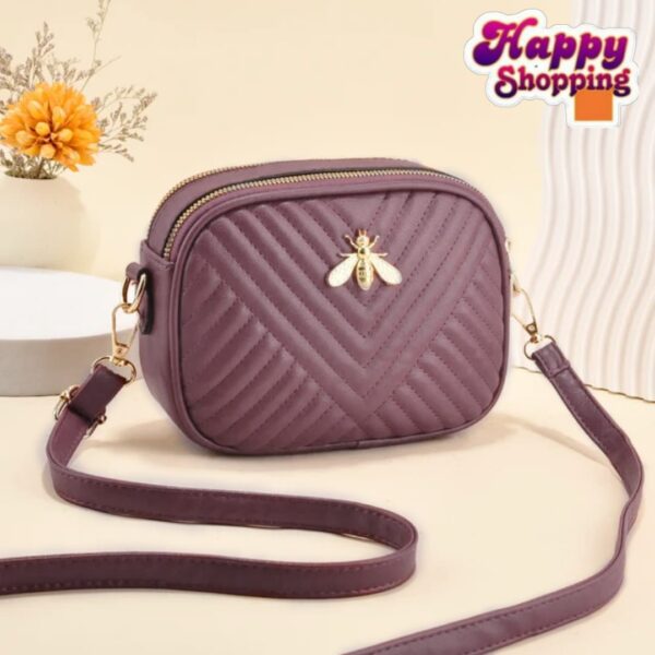 Trendy Quilted Crossbody Bag with Bee Accent