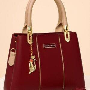 Chic Designer Tote Handbag with Elegant Cat Charm Accent